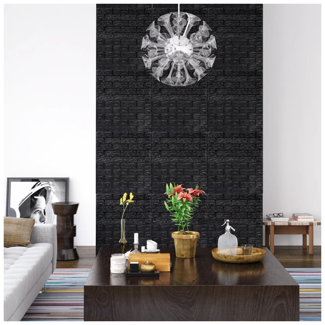 3D Wallpaper Bricks Self-adhesive 40 pcs Black