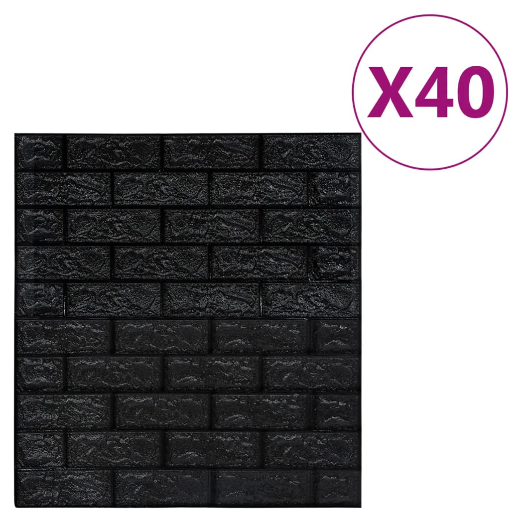 3D Wallpaper Bricks Self-adhesive 40 pcs Black