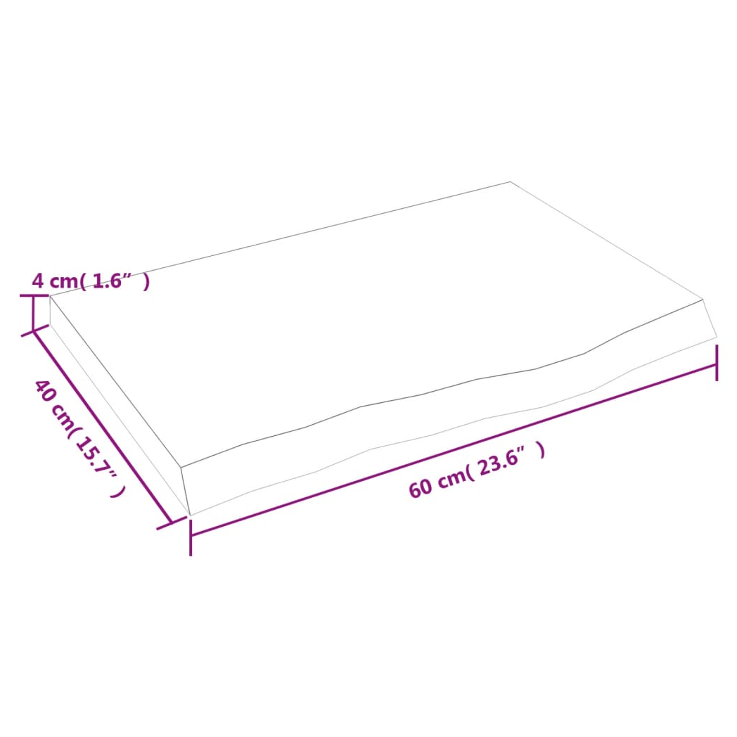 Table Top Light Brown 60x40x(2-4) cm Treated Solid Wood Oak