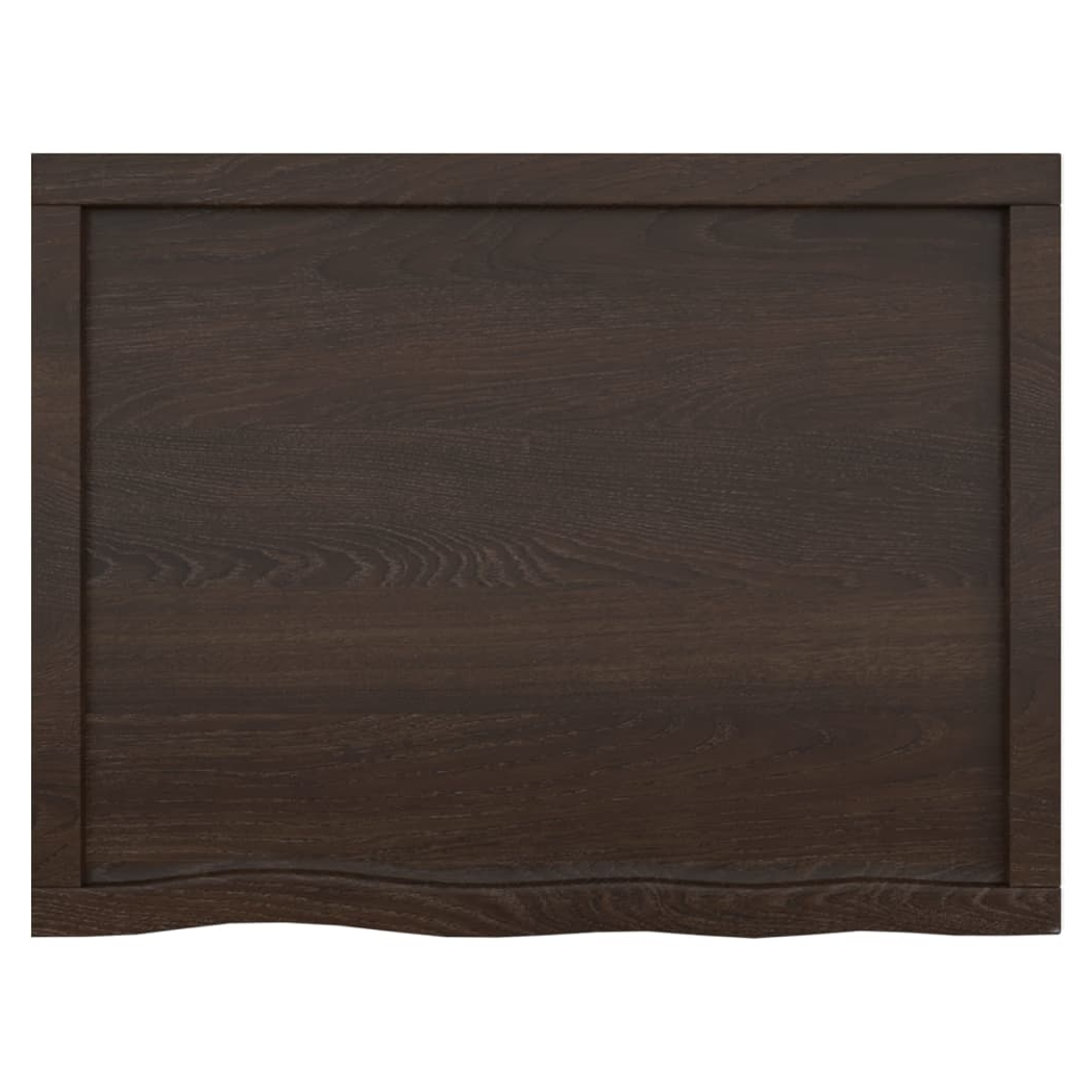 Table Top Dark Brown 80x60x(2-6) cm Treated Solid Wood Oak
