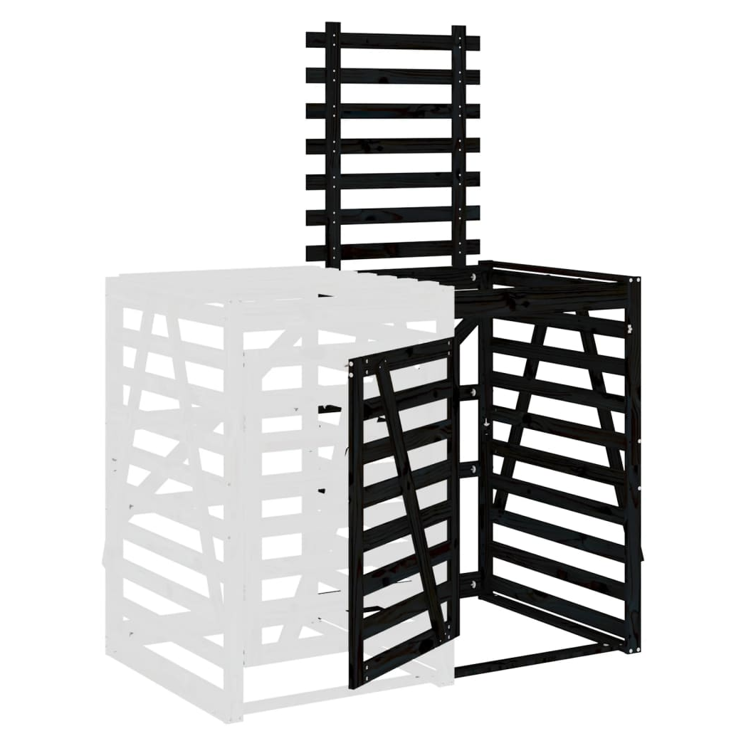 Wheelie Bin Storage Extension Black Solid Wood Pine