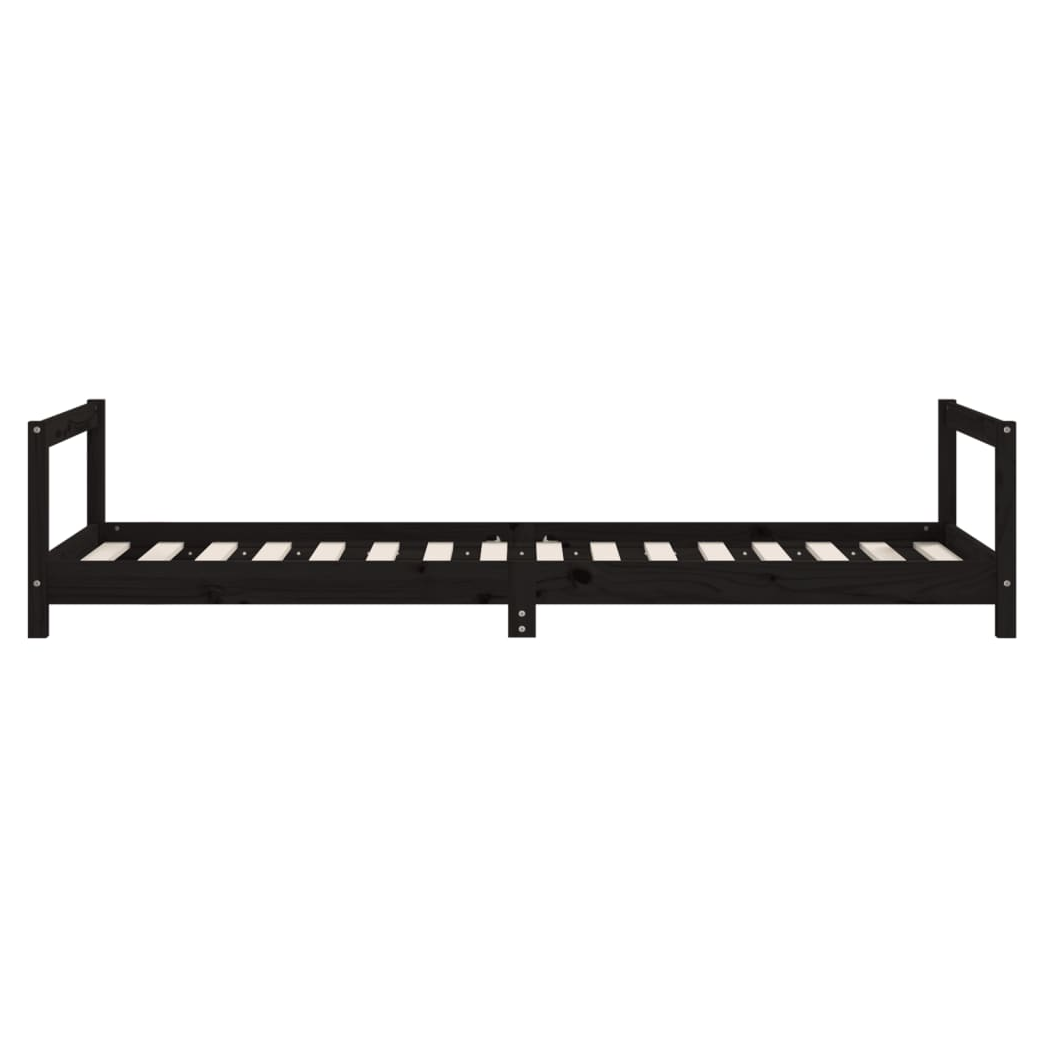 Kids Bed Frame Black 80x200 cm Solid Wood Pine