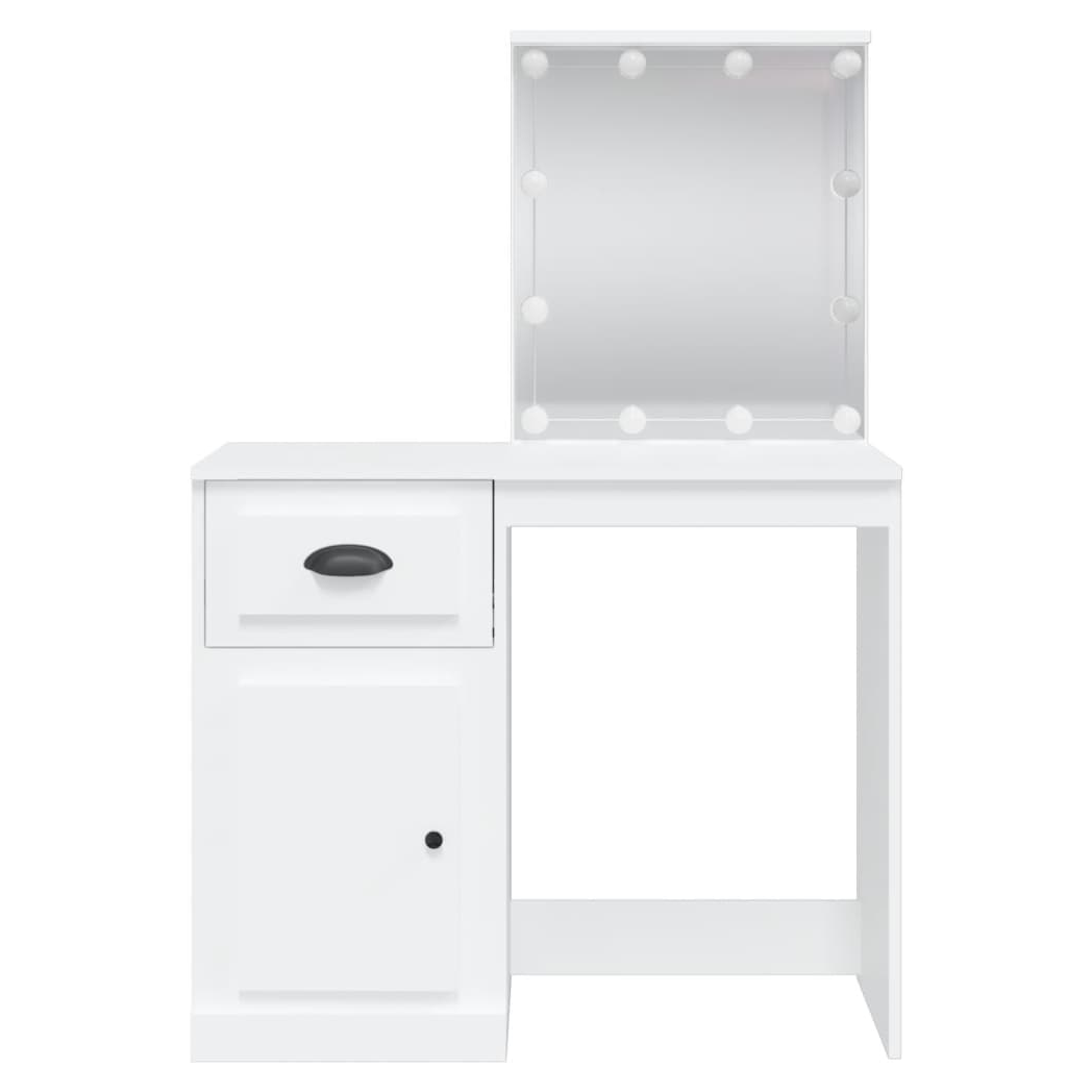 Dressing Table with LED Lights White 90x42x132.5 cm