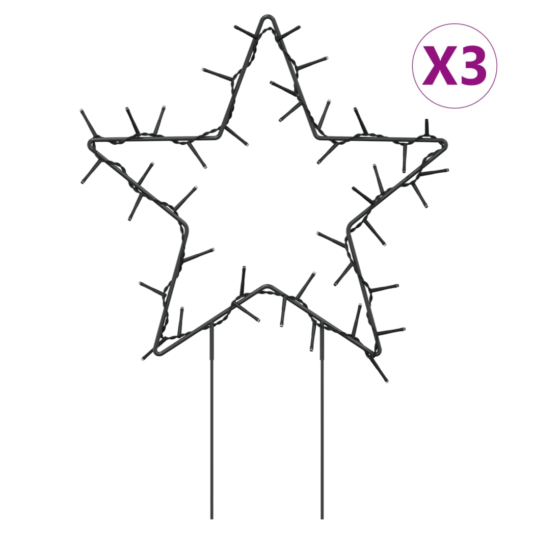 Christmas Light Decorations with Spikes 3 pcs Star 50 LEDs 29 cm