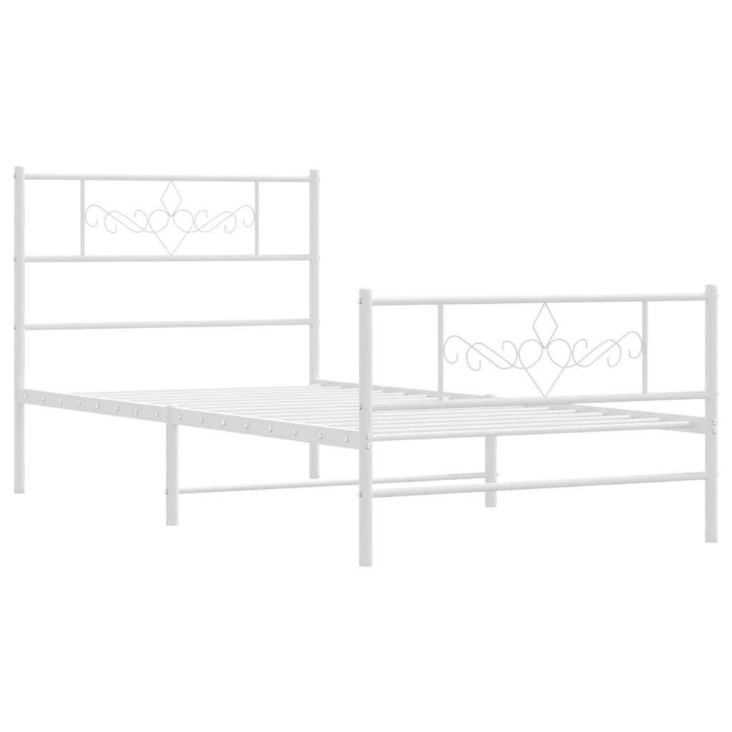 Metal Bed Frame with Headboard and Footboard White 90x200 cm