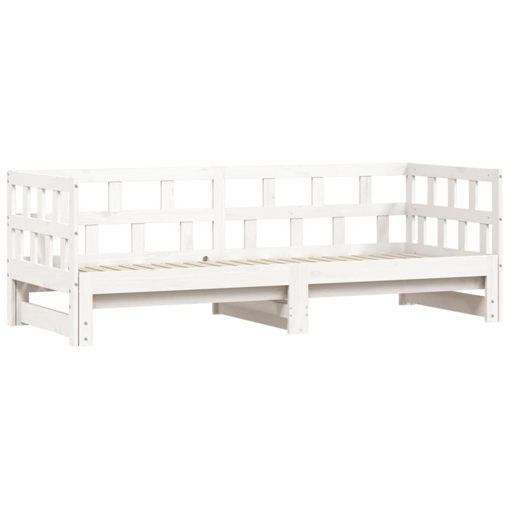 Daybed with Trundle White 90x190 cm Solid Wood Pine