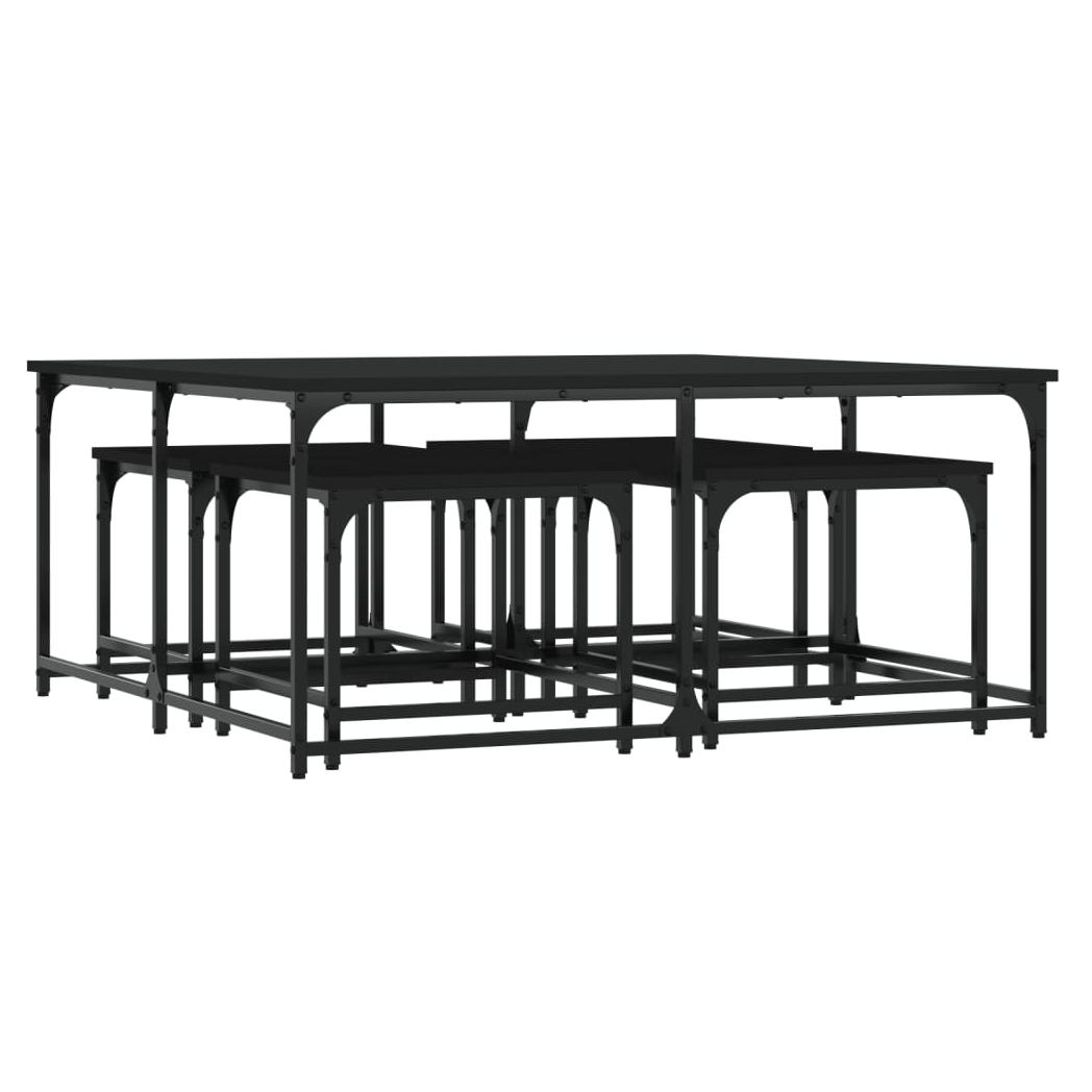 Nesting Coffee Tables 5 pcs Black Engineered Wood