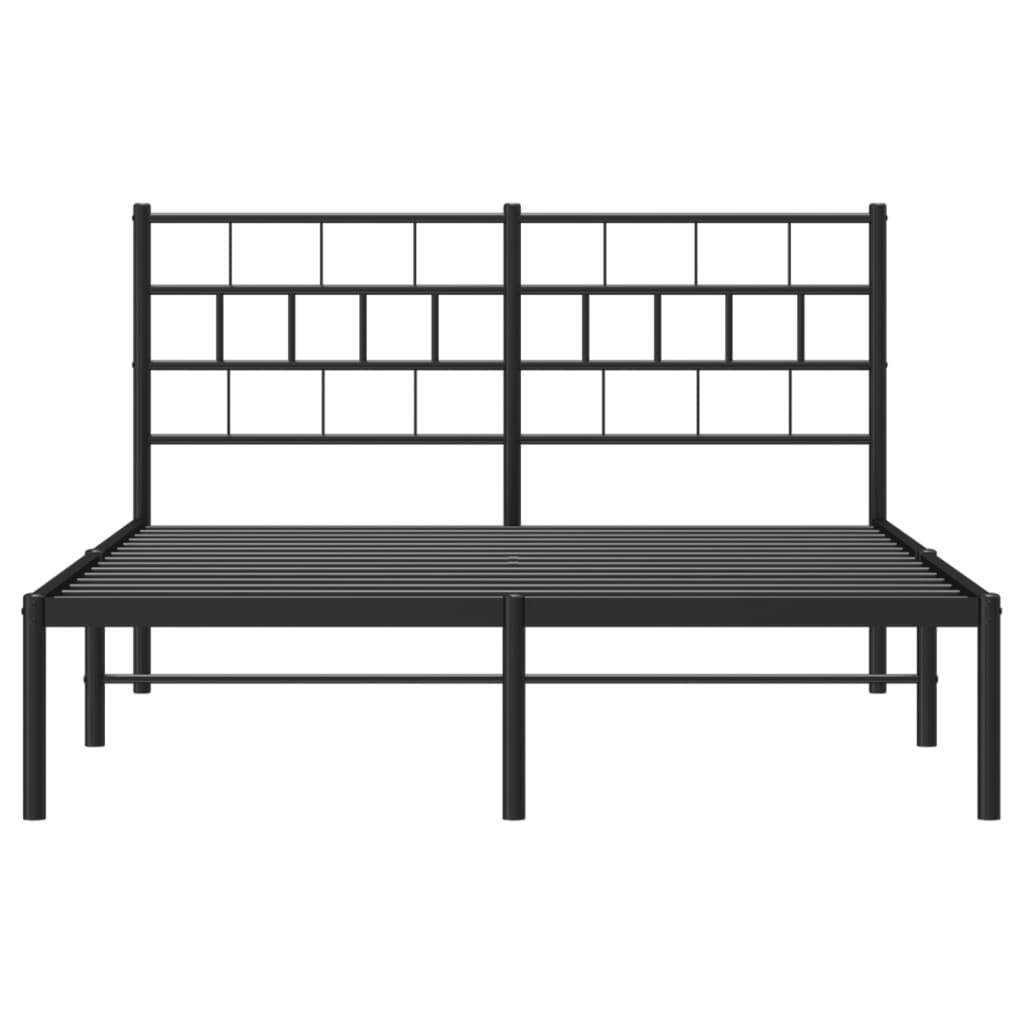 Metal Bed Frame with Headboard Black 120x200 cm