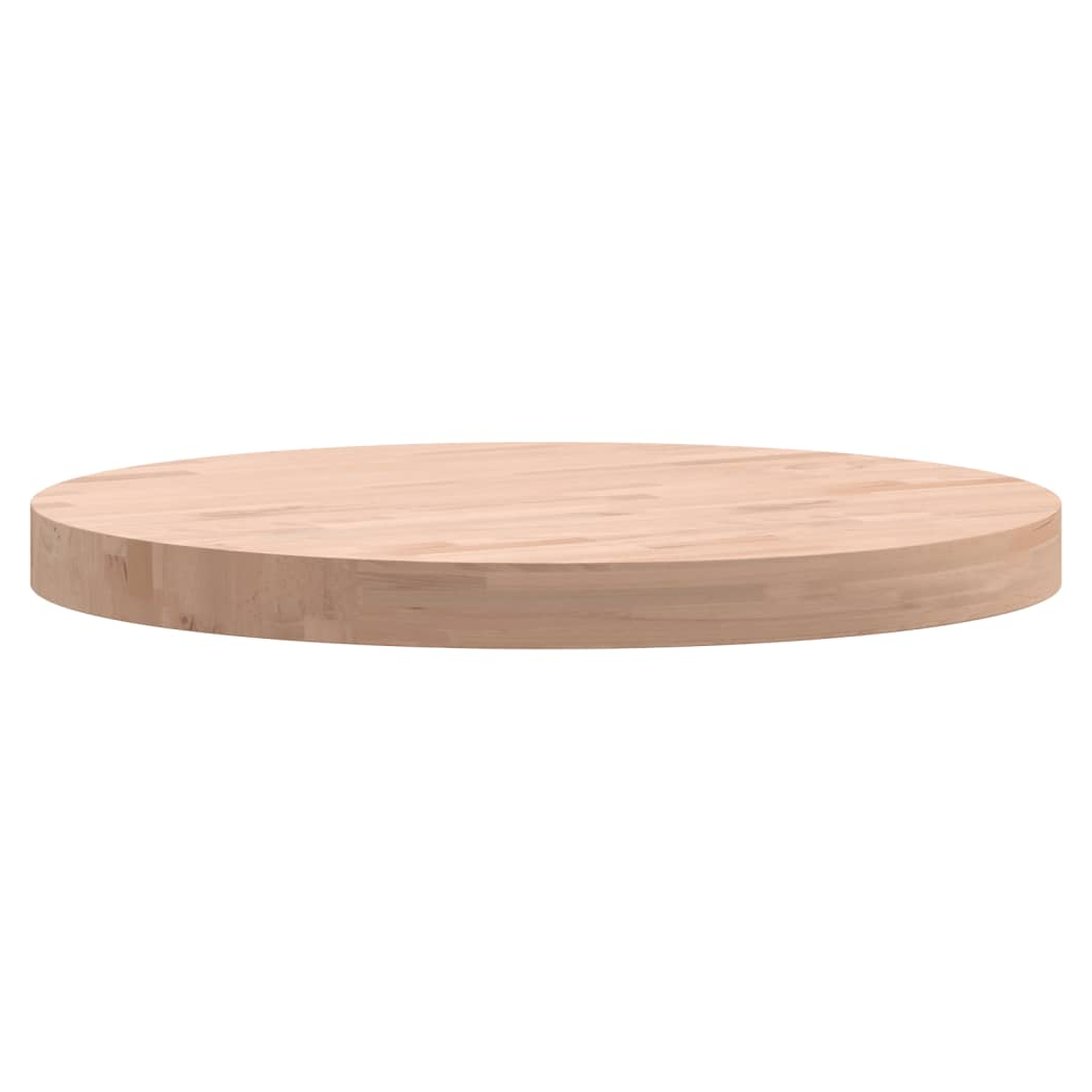 Table Top 50x4 cm Round Solid Wood Beech