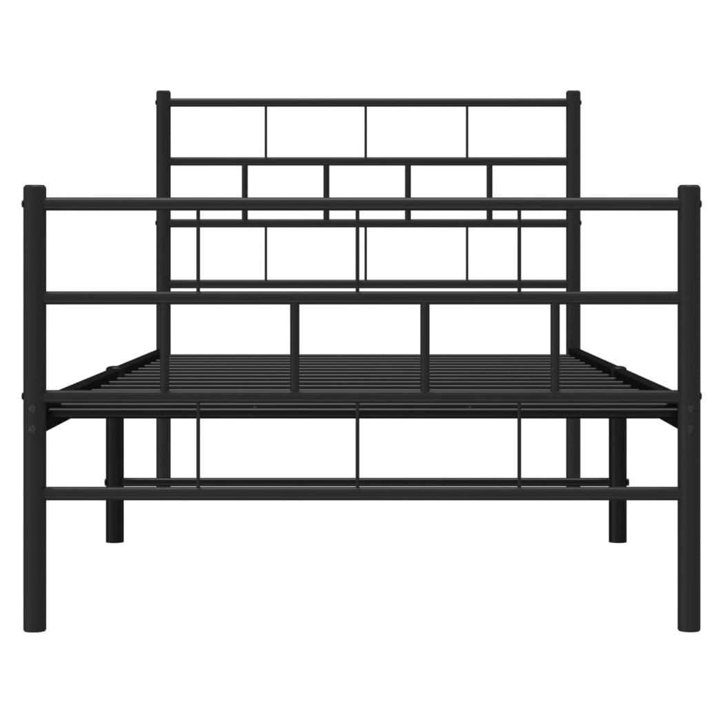 Metal Bed Frame with Headboard and Footboard Black 100x200 cm