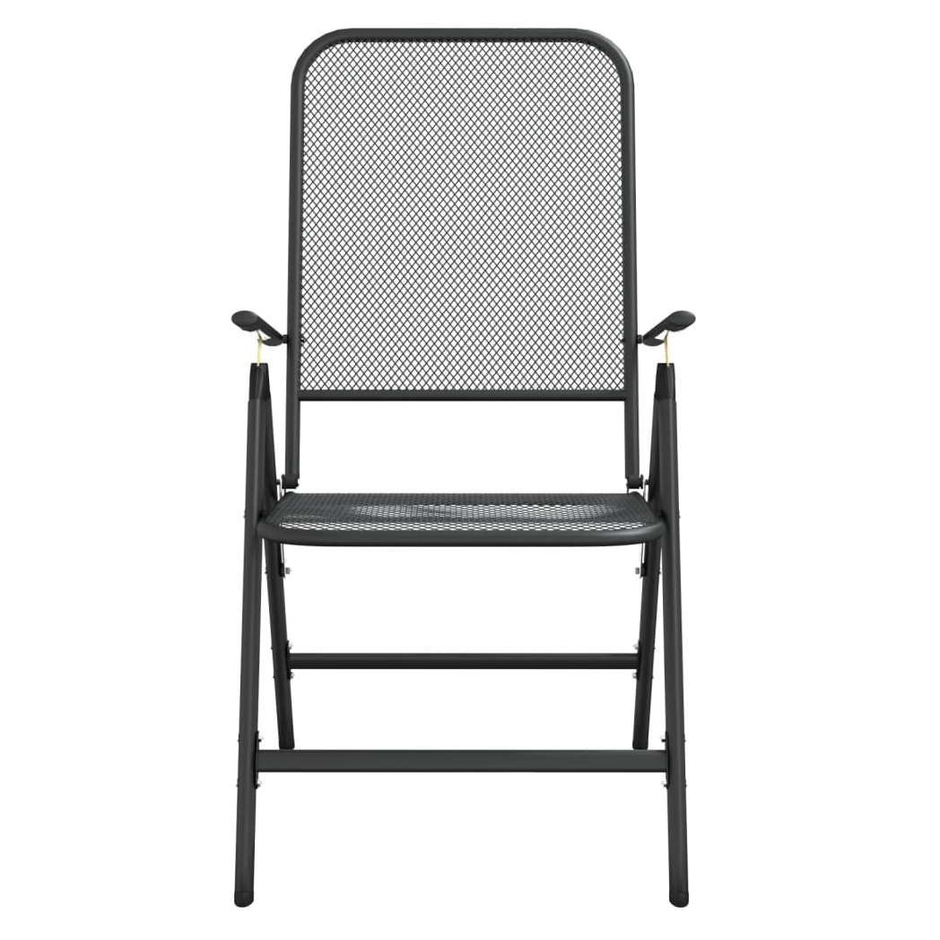 9 Piece Garden Dining Set Anthracite Metal Mesh