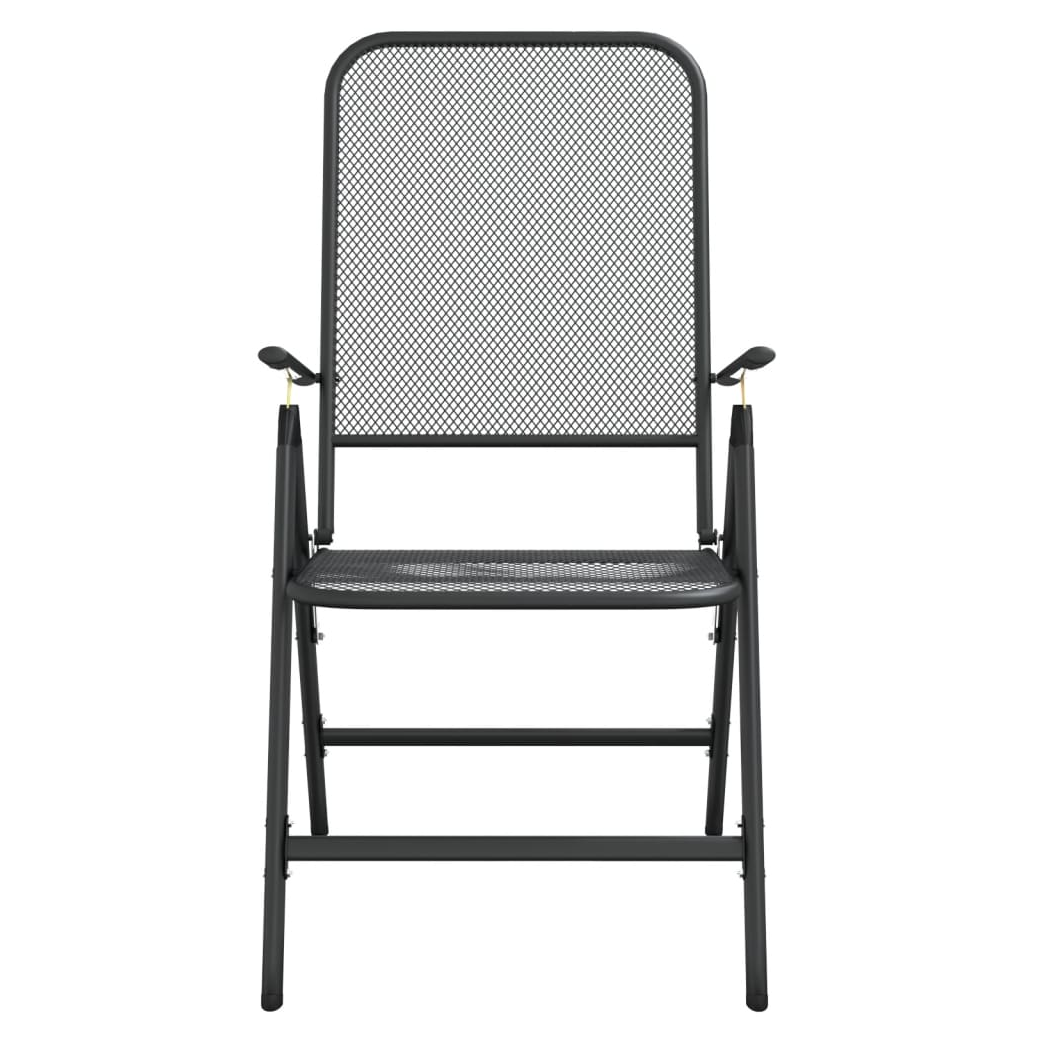 9 Piece Garden Dining Set Anthracite Metal Mesh