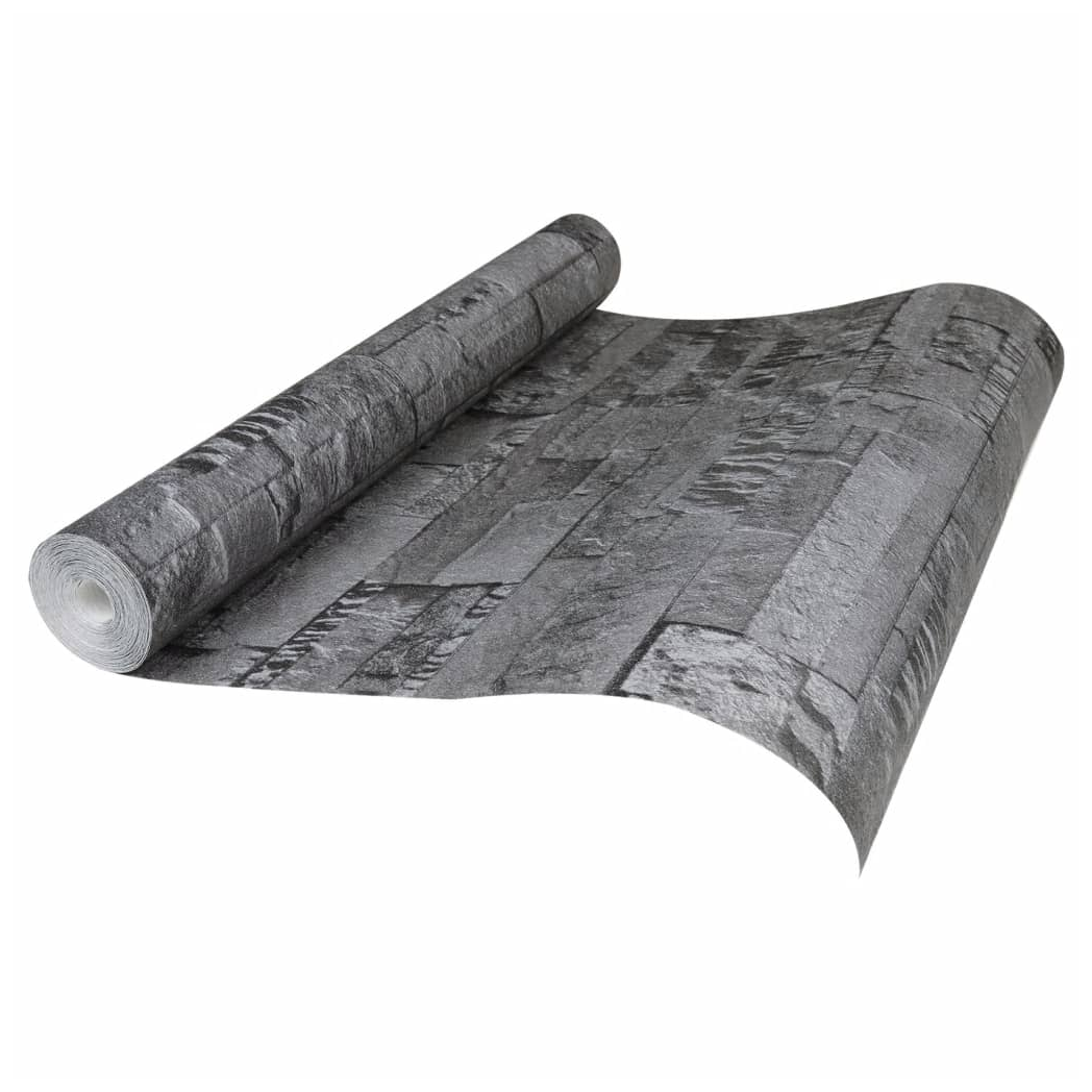 Wallpaper 3D Stone Look Black 10x0.53 m Non-woven