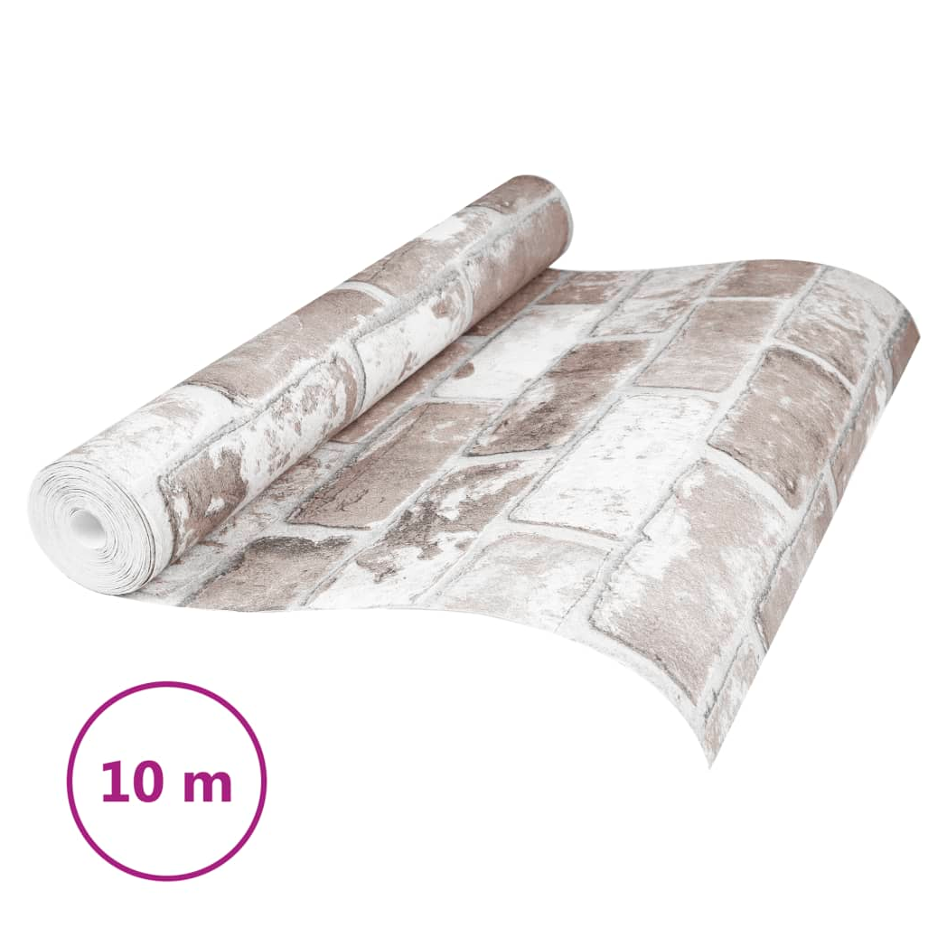 Wallpaper 3D Brick Pattern Grey 10x0.53 m Non-woven