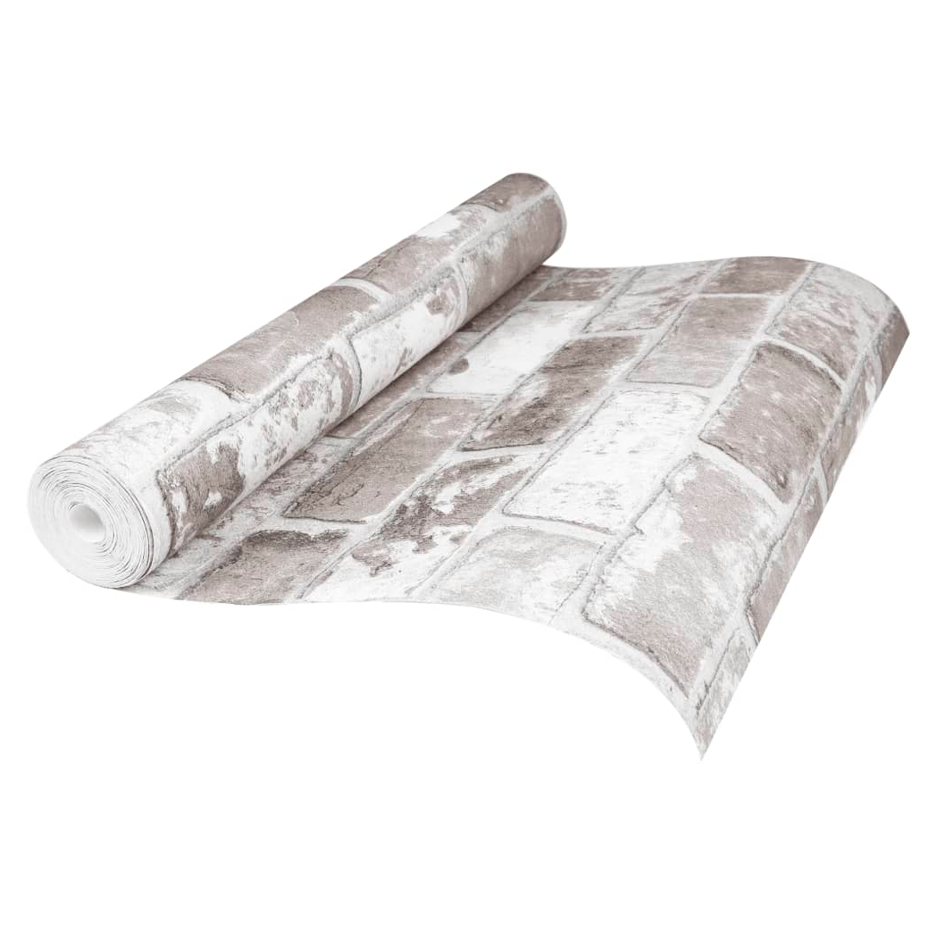 Wallpaper 3D Brick Pattern Grey 10x0.53 m Non-woven