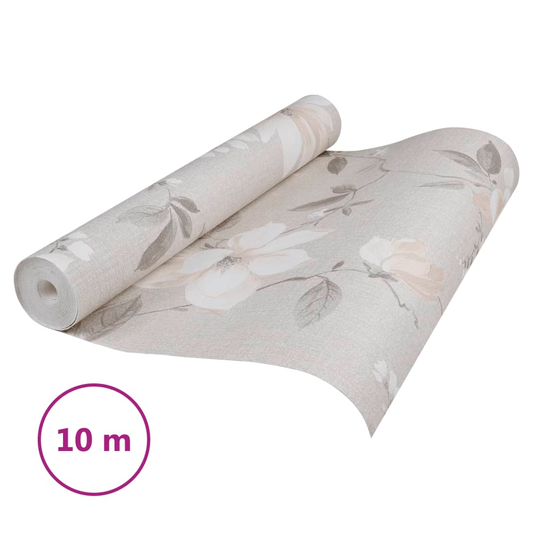 Wallpaper 3D Flower Pattern Grey 10x0.53 m Non-woven