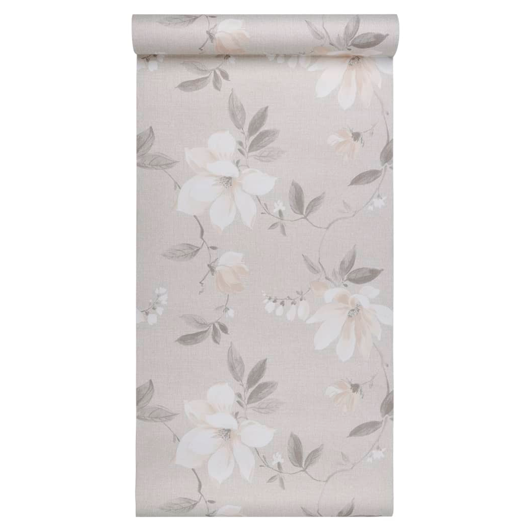 Wallpaper 3D Flower Pattern Grey 10x0.53 m Non-woven