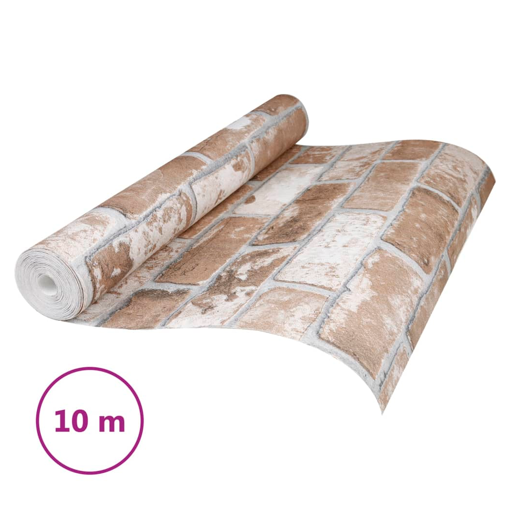 Wallpaper 3D Brick Pattern Brown 10x0.53 m Non-woven