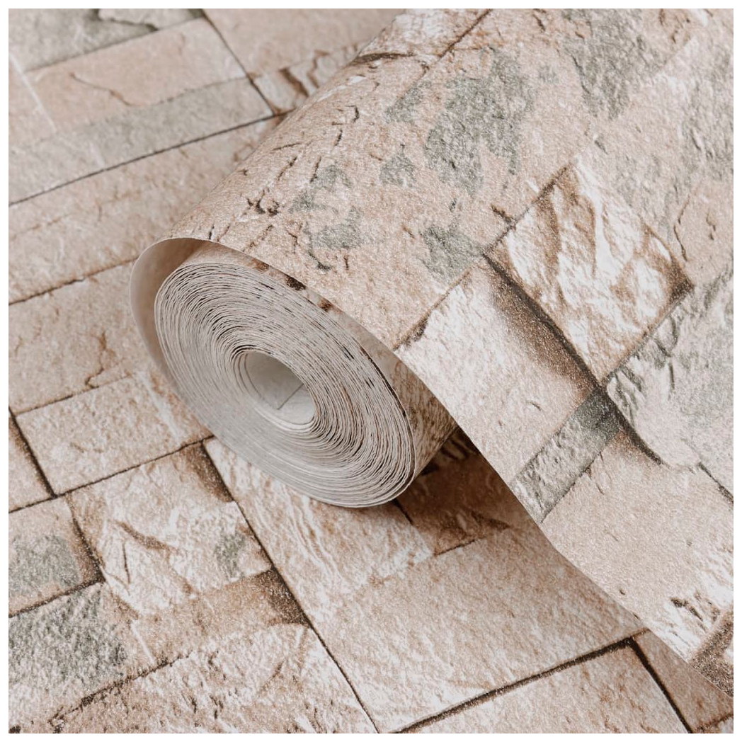 Wallpaper 3D Stone Look Grey and Beige 10x0.53 m Non-woven