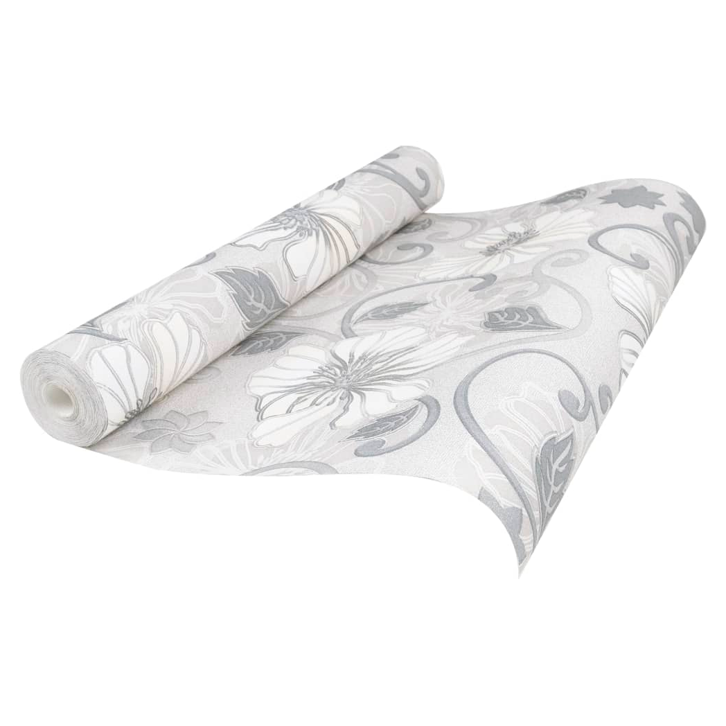 Wallpaper 3D Flower Pattern Grey 10x0.53 m Non-woven