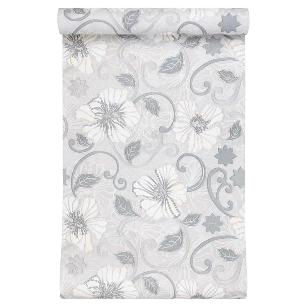 Wallpaper 3D Flower Pattern Grey 10x0.53 m Non-woven