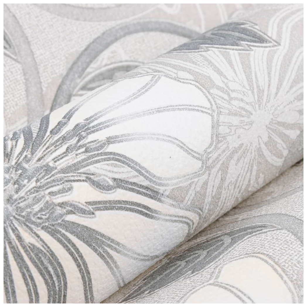 Wallpaper 3D Flower Pattern Grey 10x0.53 m Non-woven