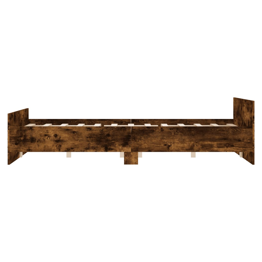 Bed Frame with Headboard and Footboard Smoked Oak 120x190 cm Small Double