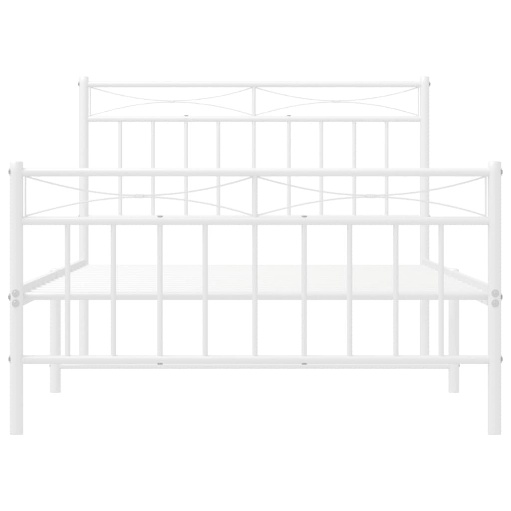 Metal Bed Frame with Headboard and Footboard?White 107x203 cm