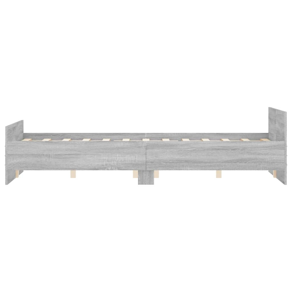 Bed Frame with Headboard and Footboard Grey Sonoma 140x190 cm