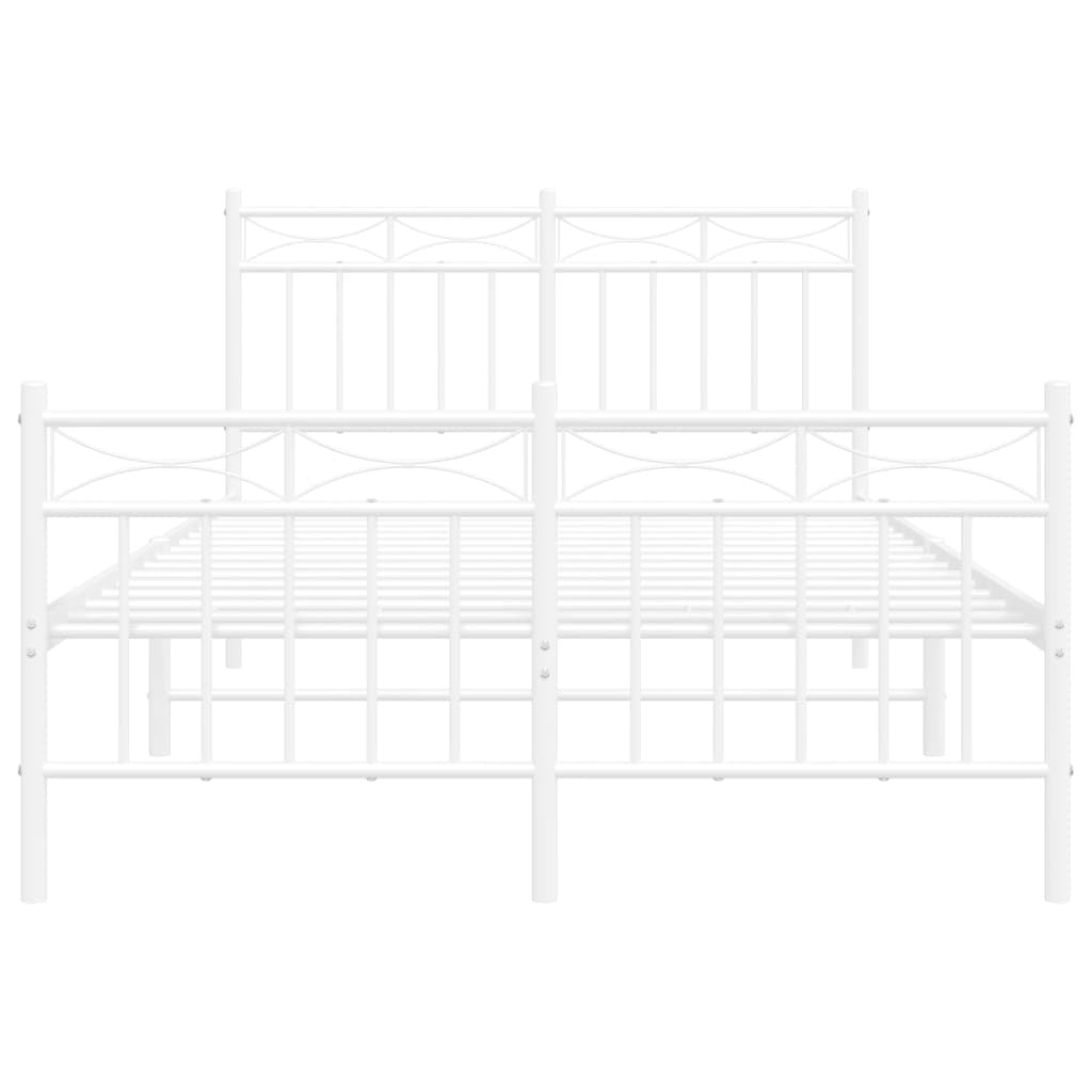 Metal Bed Frame with Headboard and Footboard?White 120x200 cm