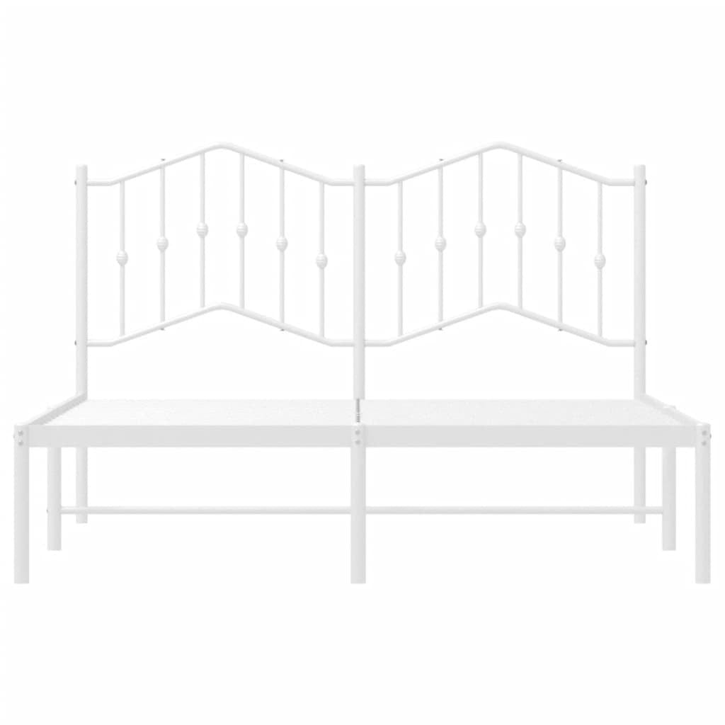 Metal Bed Frame with Headboard White 140x190 cm