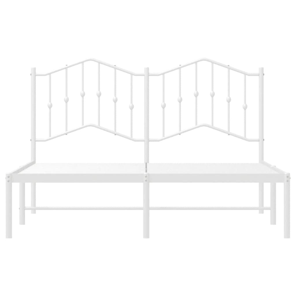 Metal Bed Frame with Headboard White 140x200 cm
