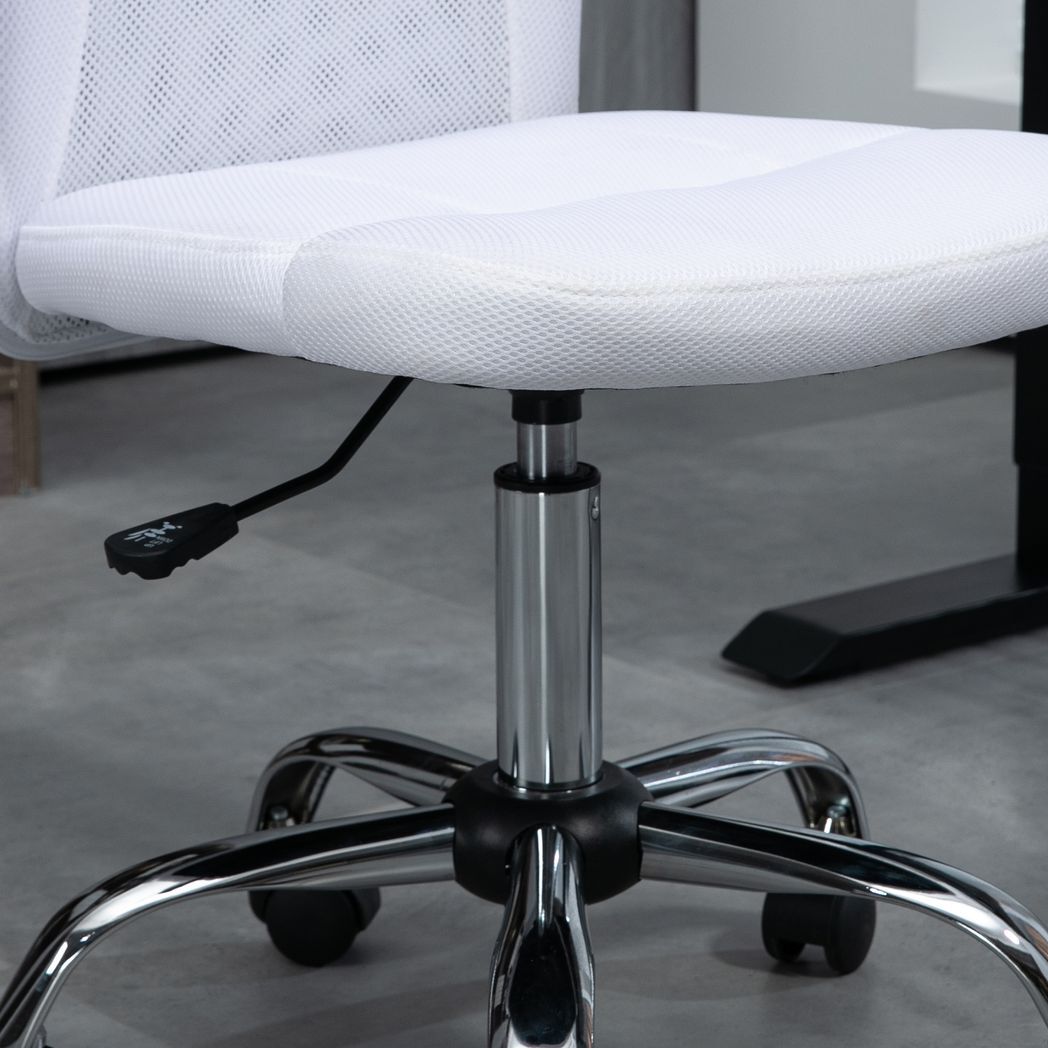 Vinsetto Armless Office Chair with Adjustable Height Mesh Back Wheels White