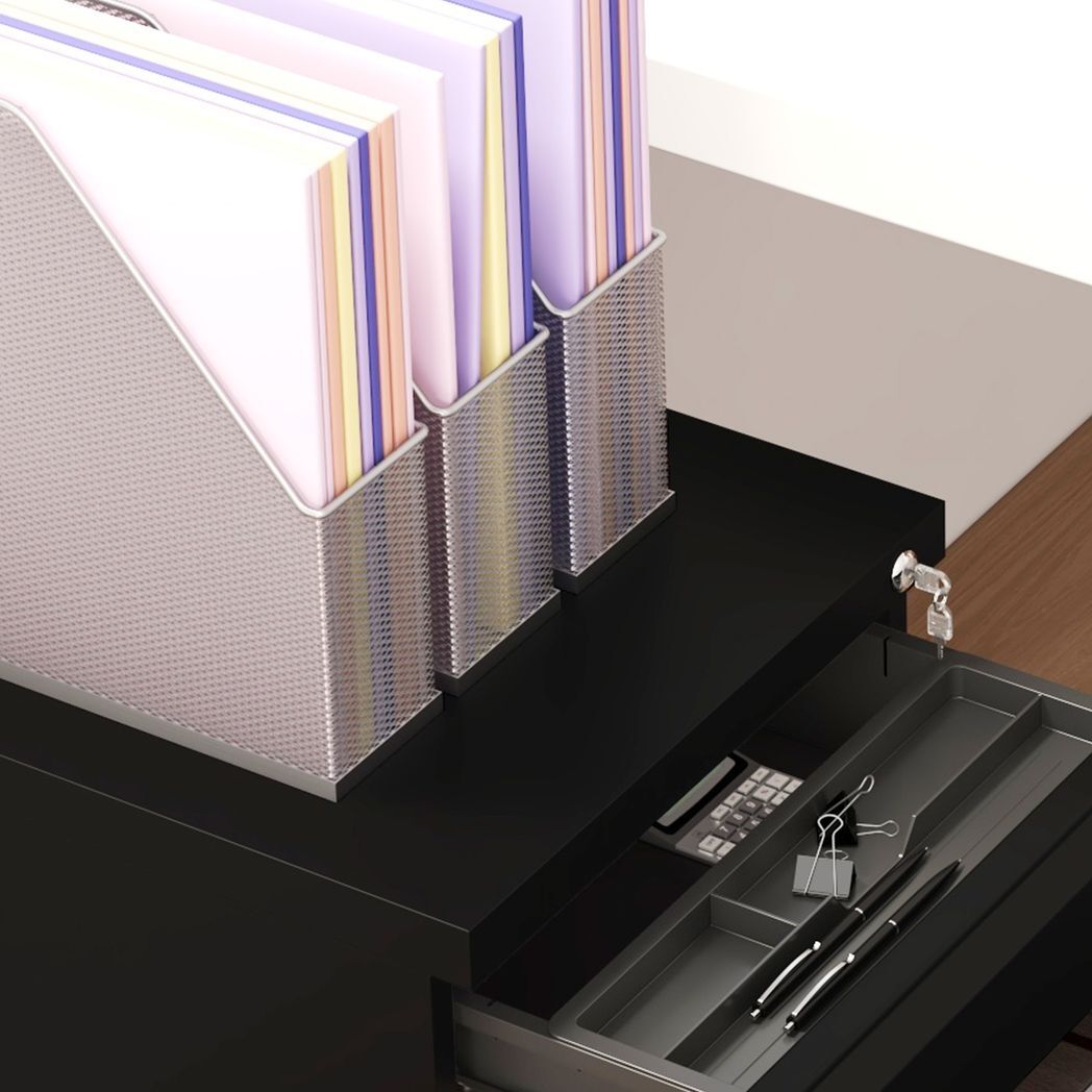 Vinsetto Steel File Cabinet with Lock and Hanging Bar for Letter A4 Legal Size