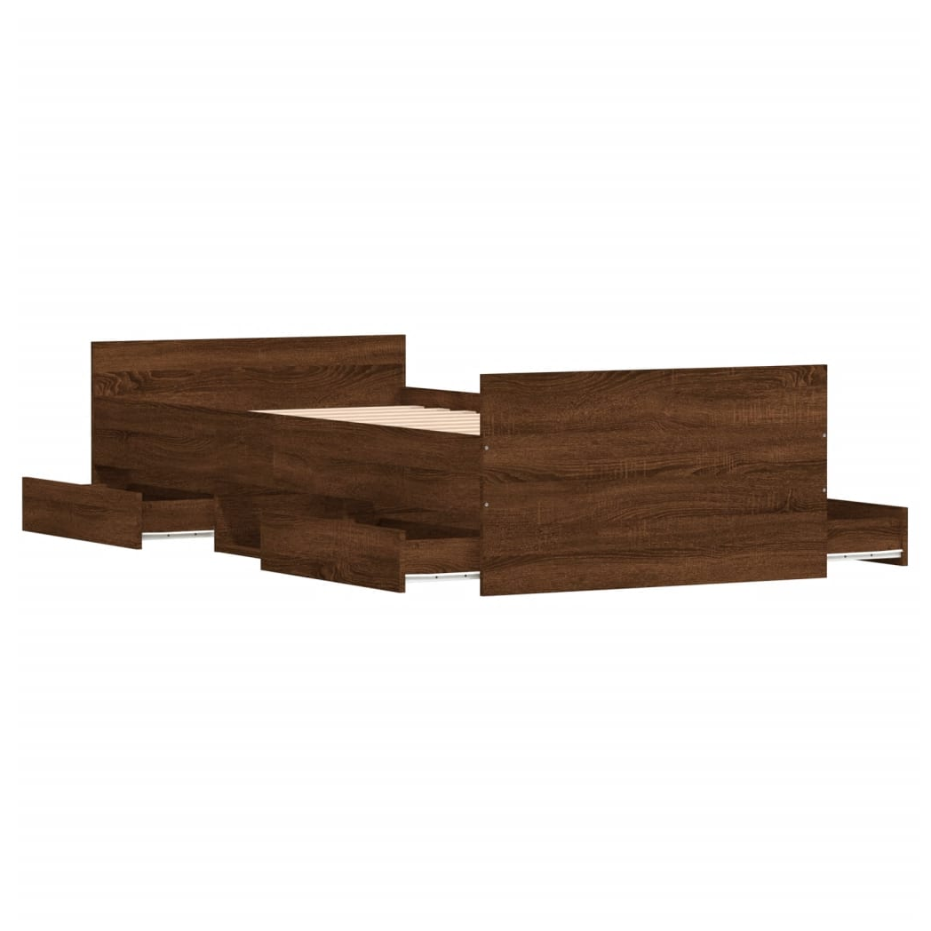 Bed Frame with Headboard and Footboard Brown Oak 90x190 cm Single