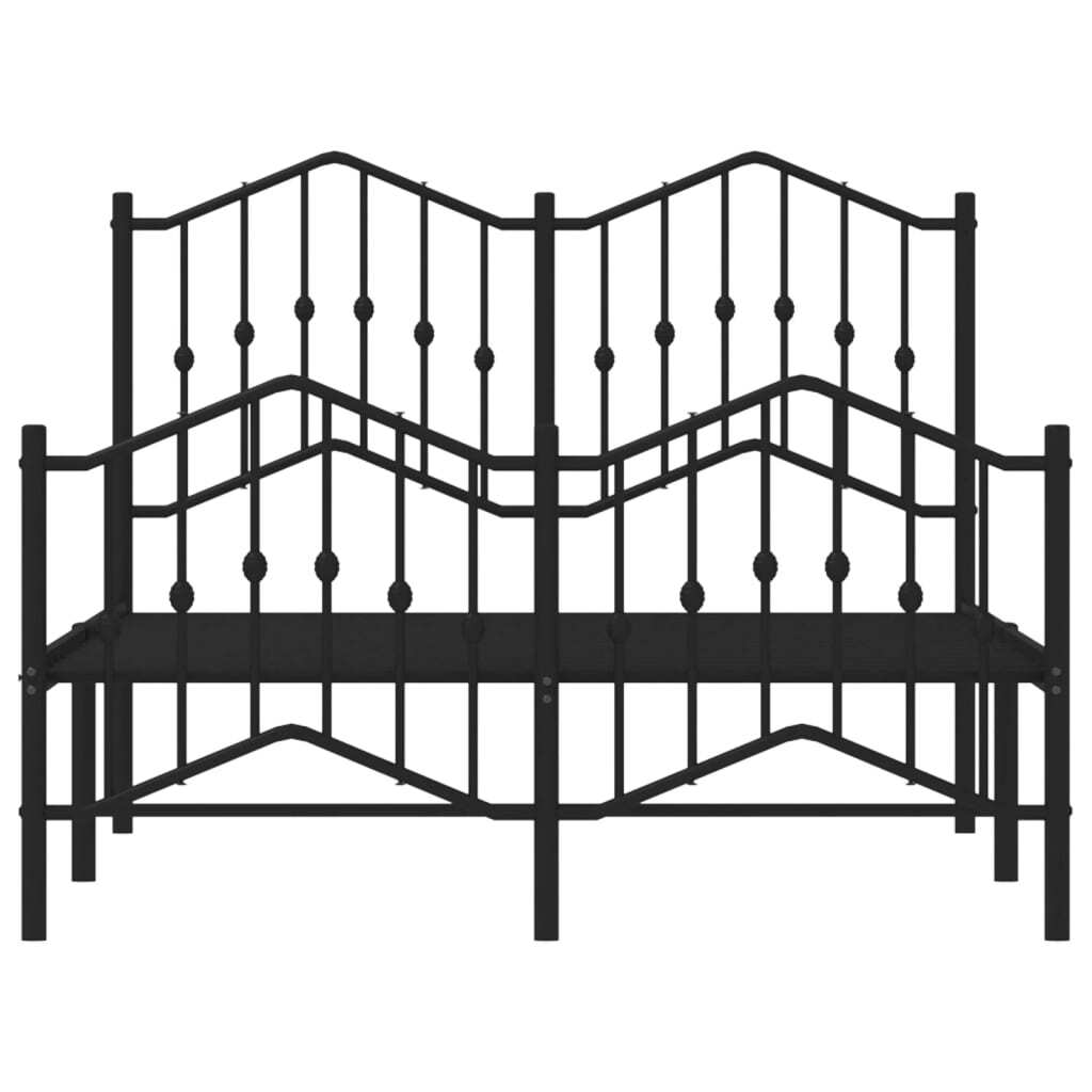 Metal Bed Frame with Headboard and Footboard?Black 120x200 cm