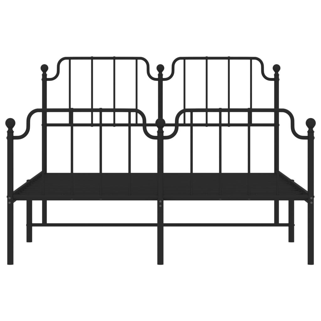 Metal Bed Frame with Headboard and Footboard?Black 140x190 cm