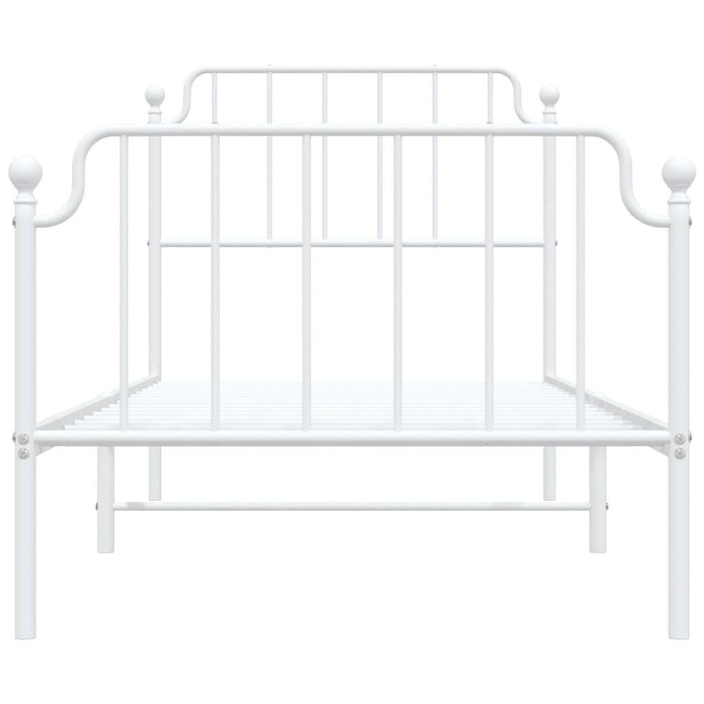 Metal Bed Frame with Headboard and Footboard?White 90x200 cm