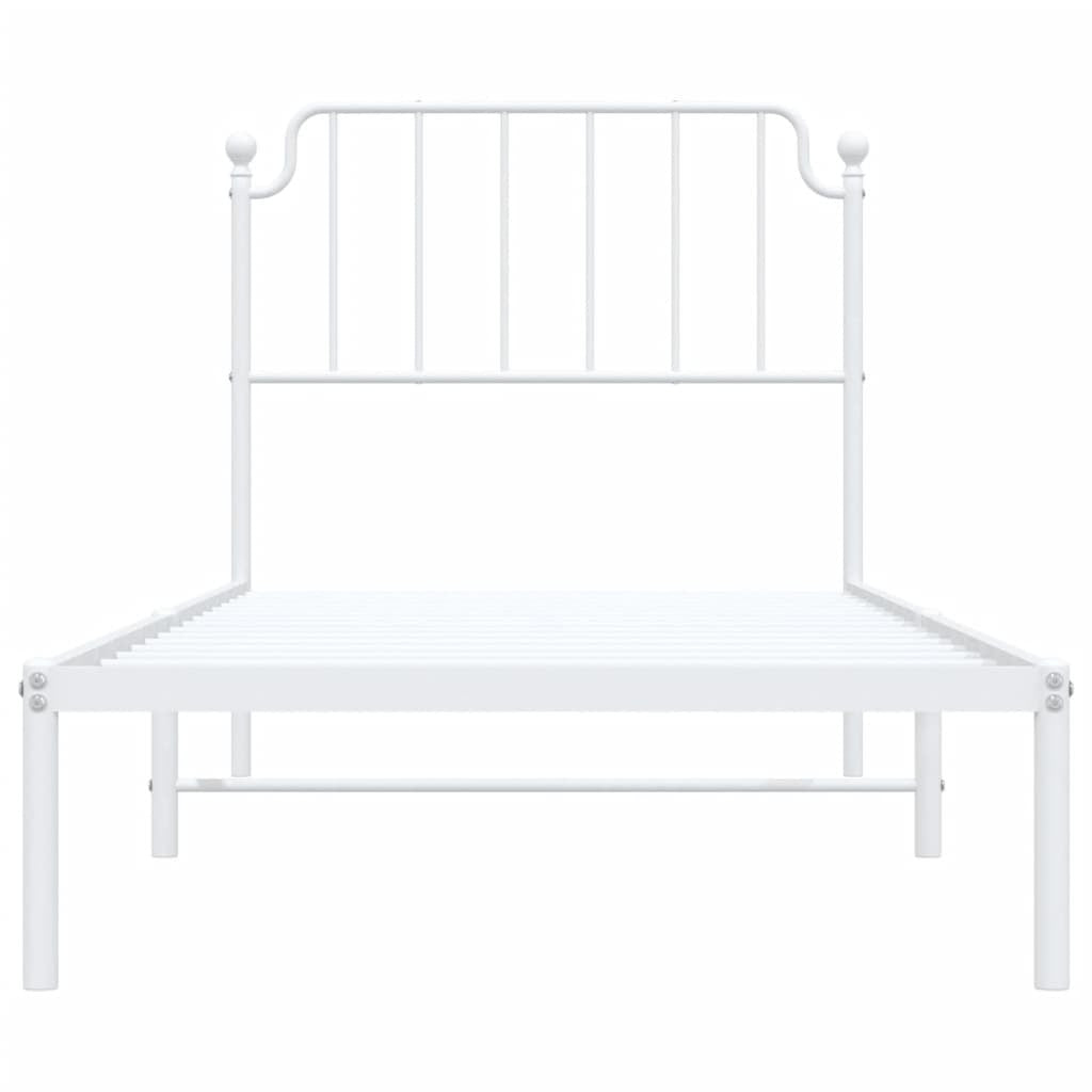 Metal Bed Frame with Headboard White 90x200 cm