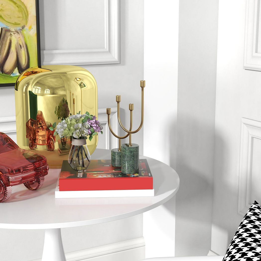 SvvalkaRound Dining Table with Steel Base for Living Room, Dining Room