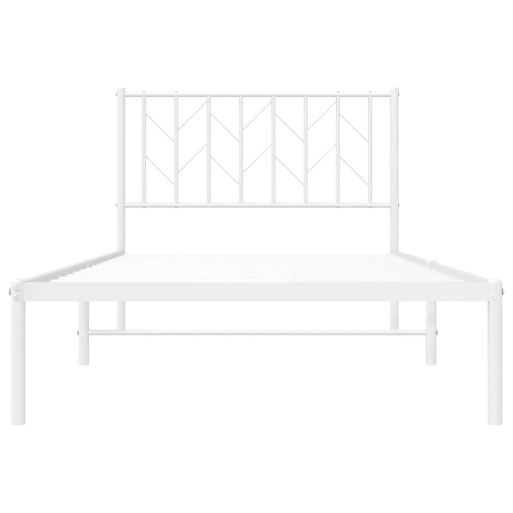 Metal Bed Frame with Headboard White 100x190 cm