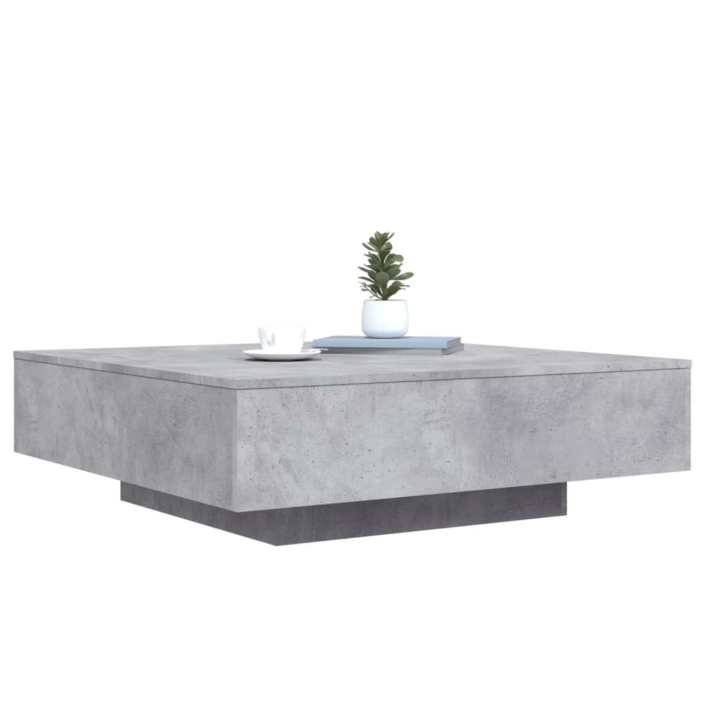 Coffee Table with LED Lights Concrete Grey 100x100x31 cm