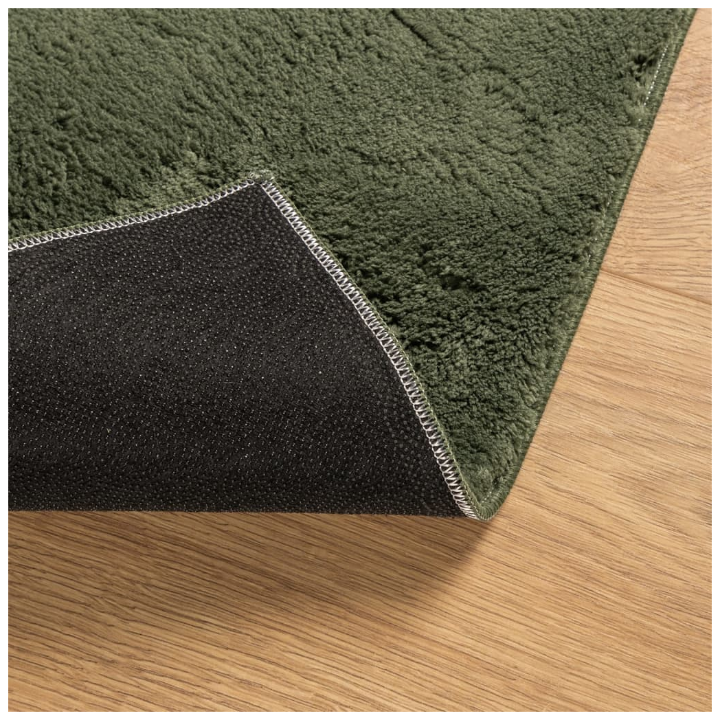 Rug HUARTE Short Pile Soft and Washable Forest Green 160x160 cm