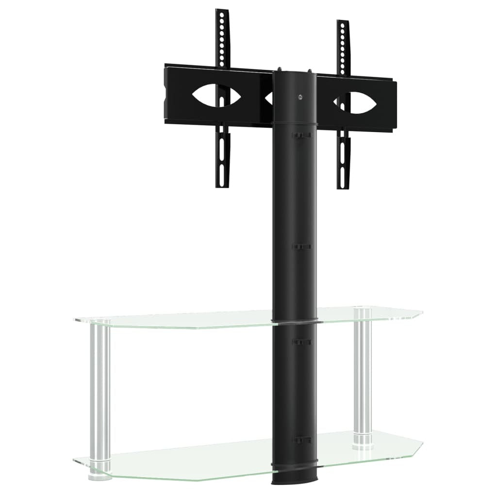 Corner TV Stand 2-Tiers for 32-70 Inch Black and Silver