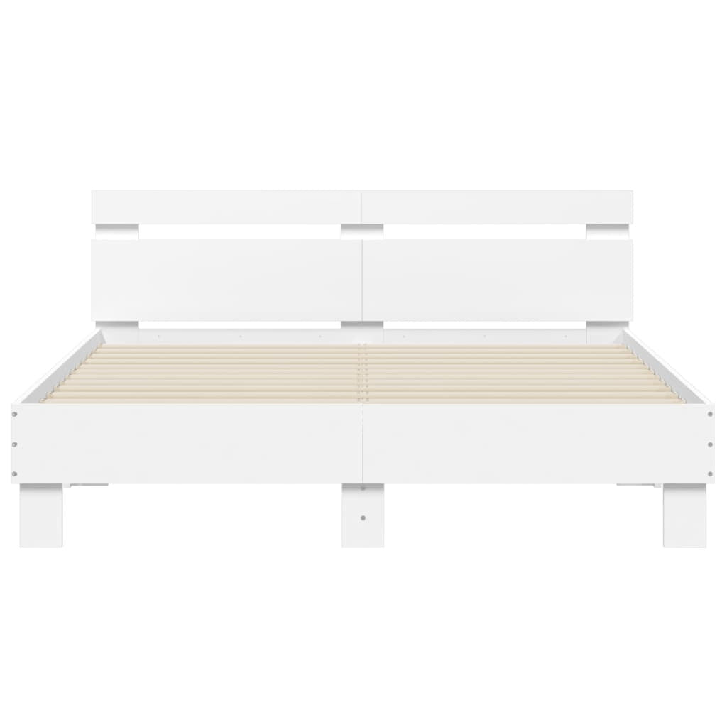 Bed Frame with Headboard White 140x190 cm Engineered Wood