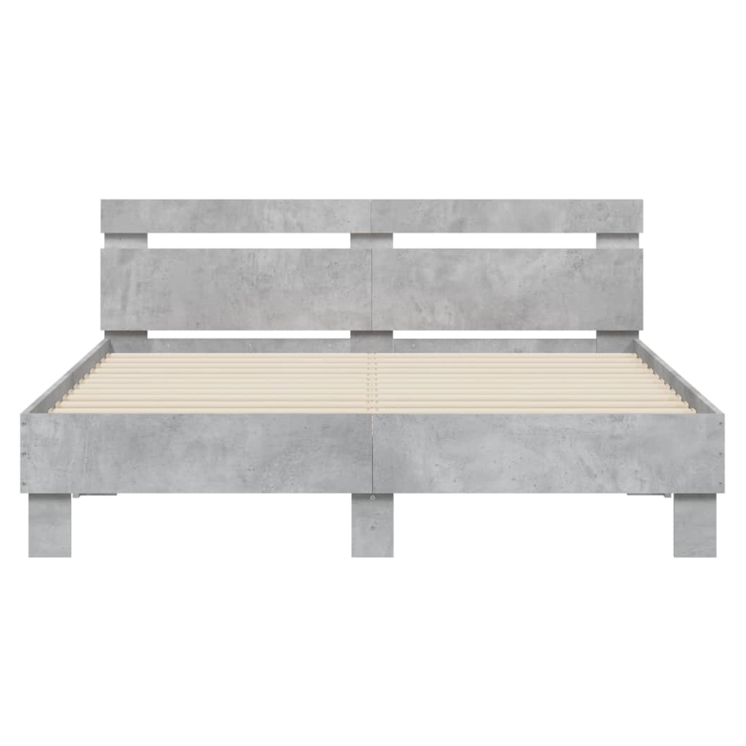 Bed Frame with Headboard Concrete Grey 140x190 cm Engineered Wood