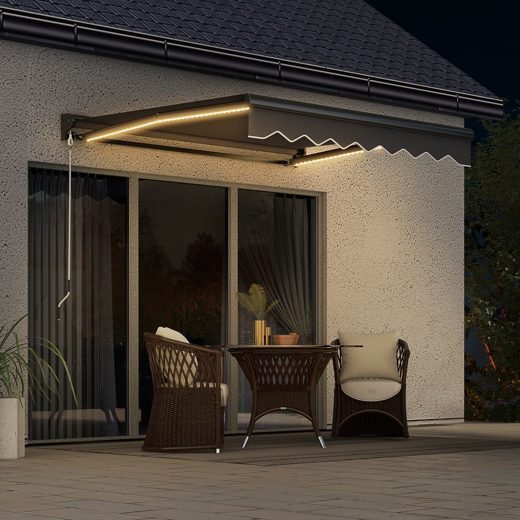 Svvalka 2.5 x 2m Electric Awning with LED Light, Sun Canopies for Patio