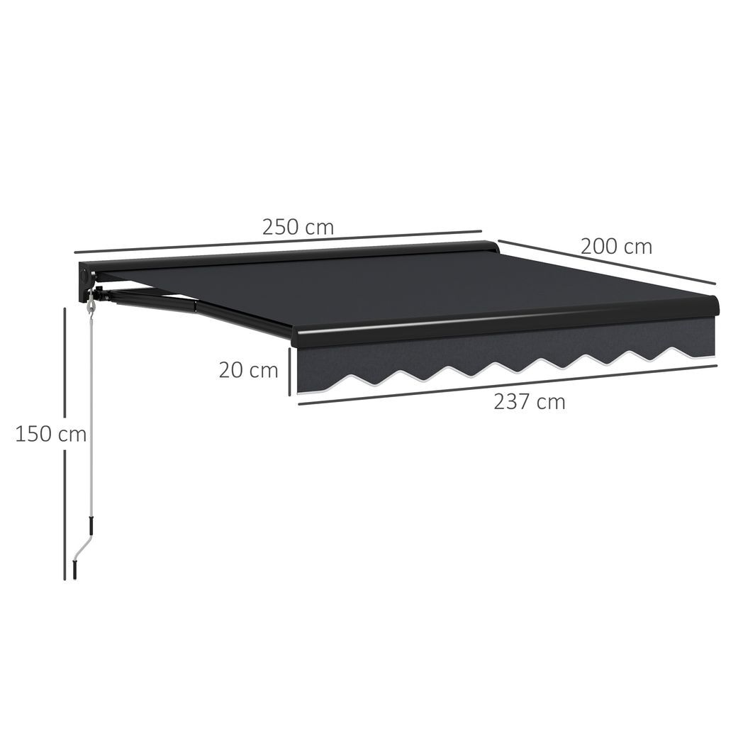 Svvalka 2.5 x 2m Electric Awning with LED Light, Sun Canopies for Patio