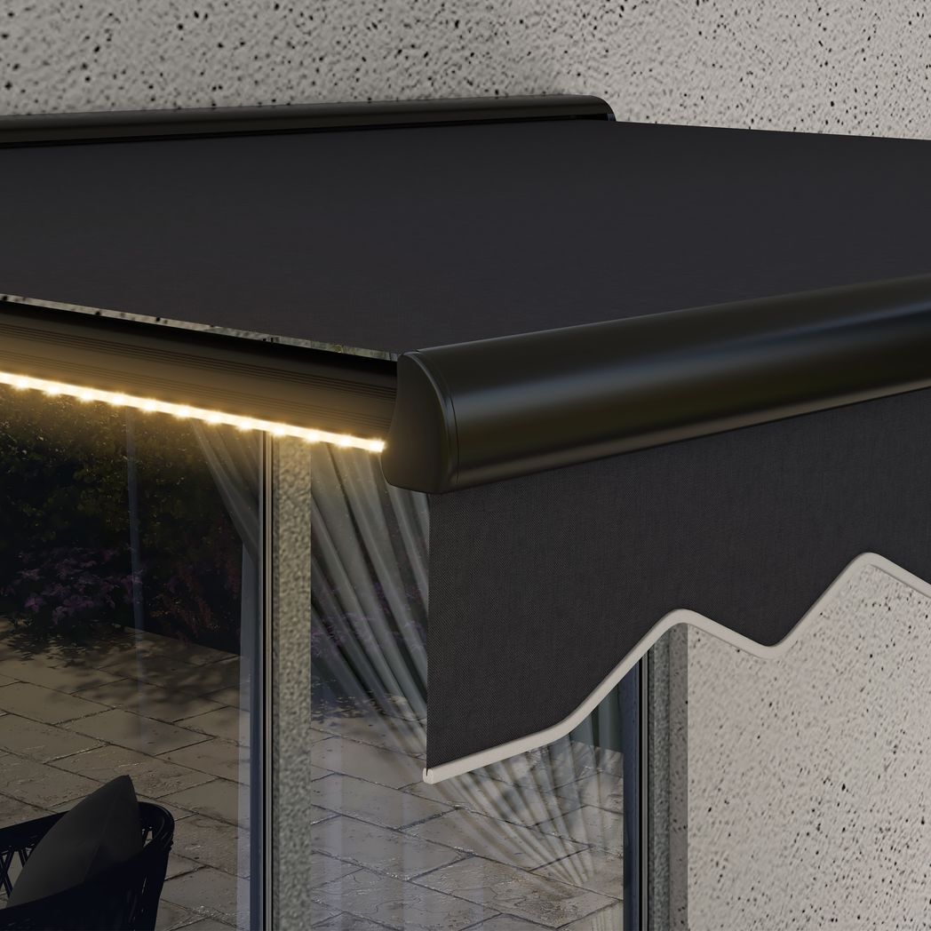 Svvalka 2.5 x 2m Electric Awning with LED Light, Sun Canopies for Patio