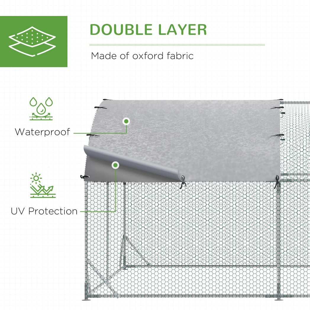 PawHut Walk-In Chicken Run Galvanised Chicken Coop with Cover 2.8 x 1.9 x 2m